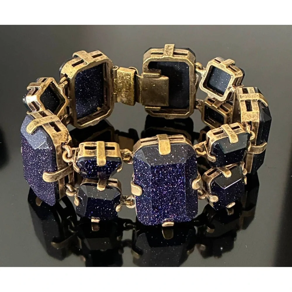 Vintage Bracelet Goldstone Glass Haute Couture